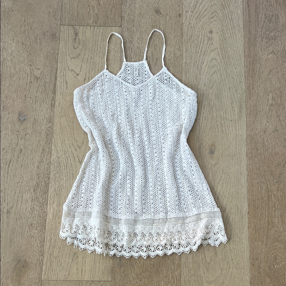 Boho cream dress / swimsuit coverup. Medium.